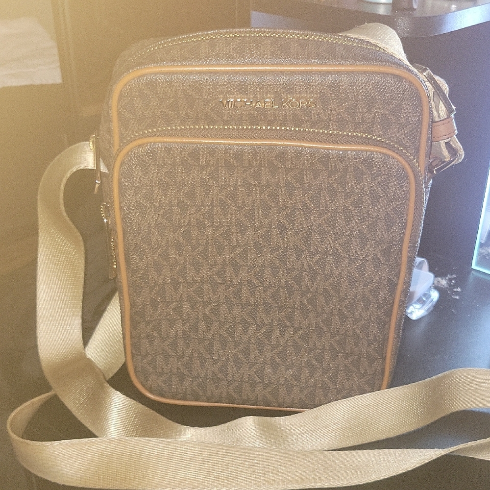Michael Kors Tan and Brown Messenger Bag